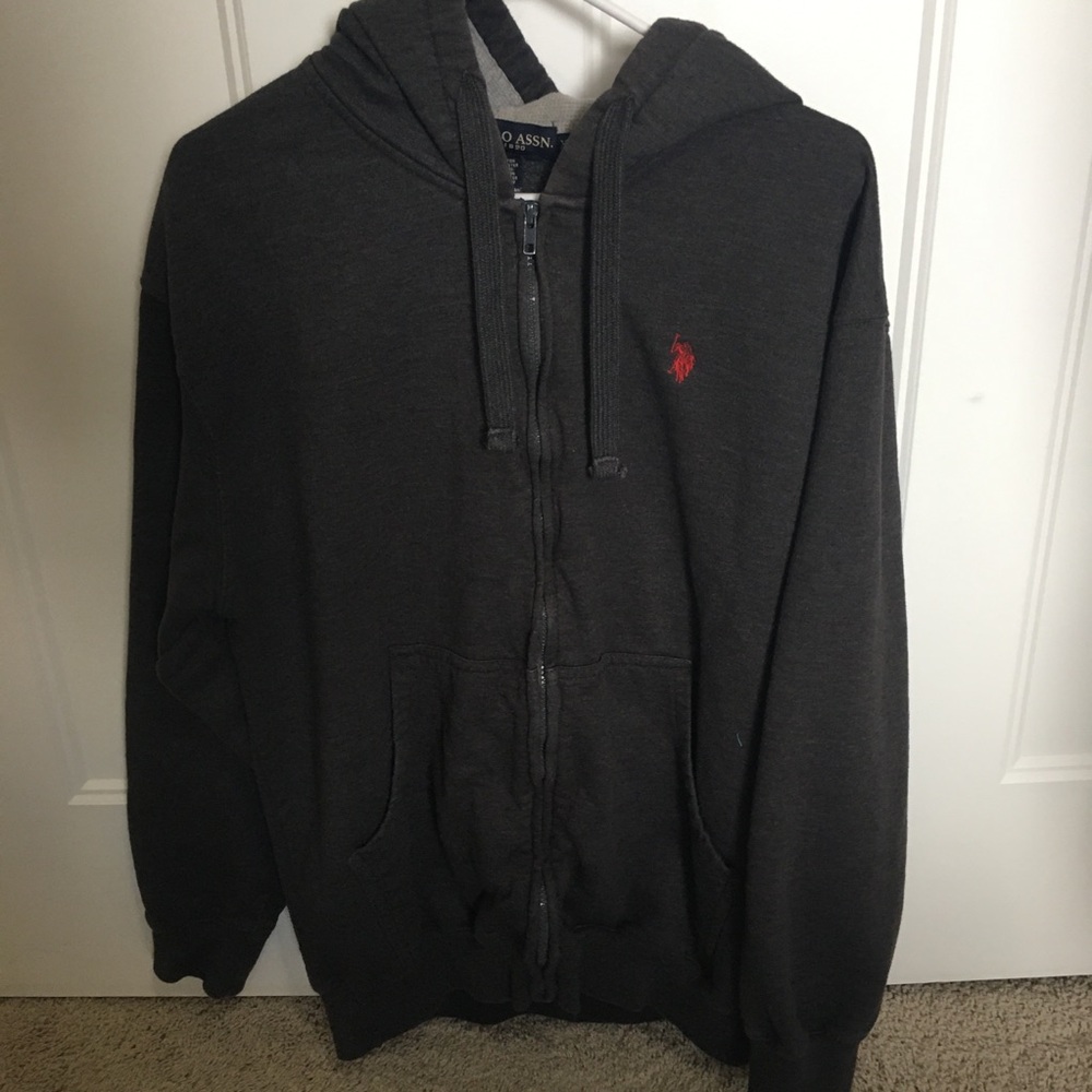 Men’s Dark Charcoal Full Zip Hoodie Sweatshirt men’s XL - US Polo Assn